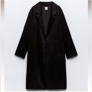 Zara Faux Suede-Raw Hem Coat
